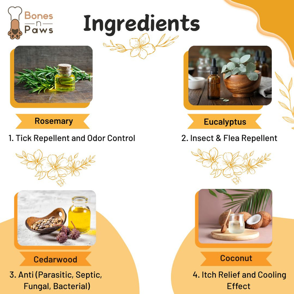 Bones N Paws 2-in-1 Anti-Tick & Flea Dog N cat Shampoo 100ml | Conditioning Pet Coat Cleanser with Rosemary & Eucalyptus | Kills Ticks & Fleas | Anti-Fungal, Antibacterial | Puppy Safe for All Breeds