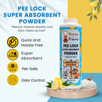 Bones N Paws Pee-Lock Super Absorbent Powder Liquid To Solid for Dogs & Cats Deodorizer 300 G| Instantly Solidifies Pee, Vomit & Waste Poop  Puppy Safe  | Odor Control with Lemon Essential Oil | Non-Toxic, Biocide-Infused Pet Cleaner