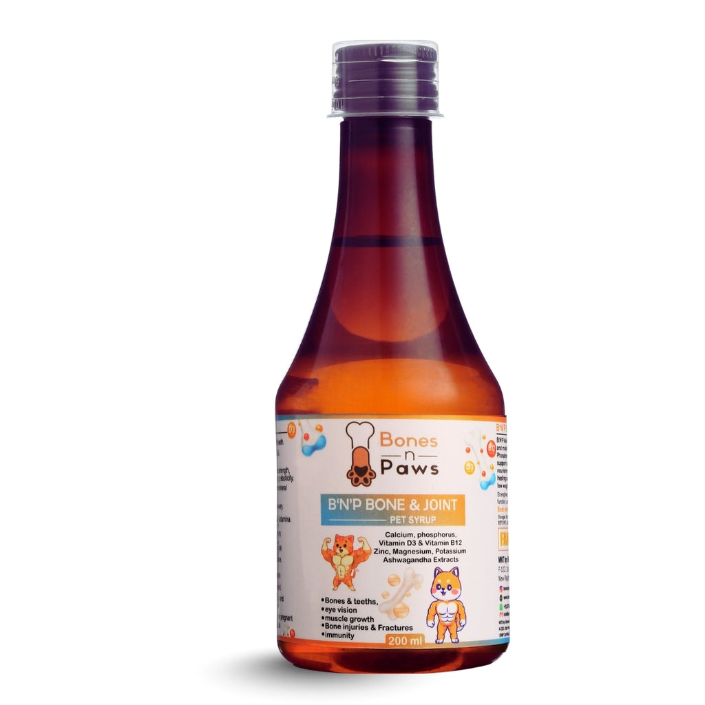 Bones & Paws B’N’P Bone & Joint Pet Syrup for Dogs & Cats 200ml – Strong Bones, Joints, Teeth,muscle growth with Calcium, Phosphorus, Vitamin D3 & B12 |