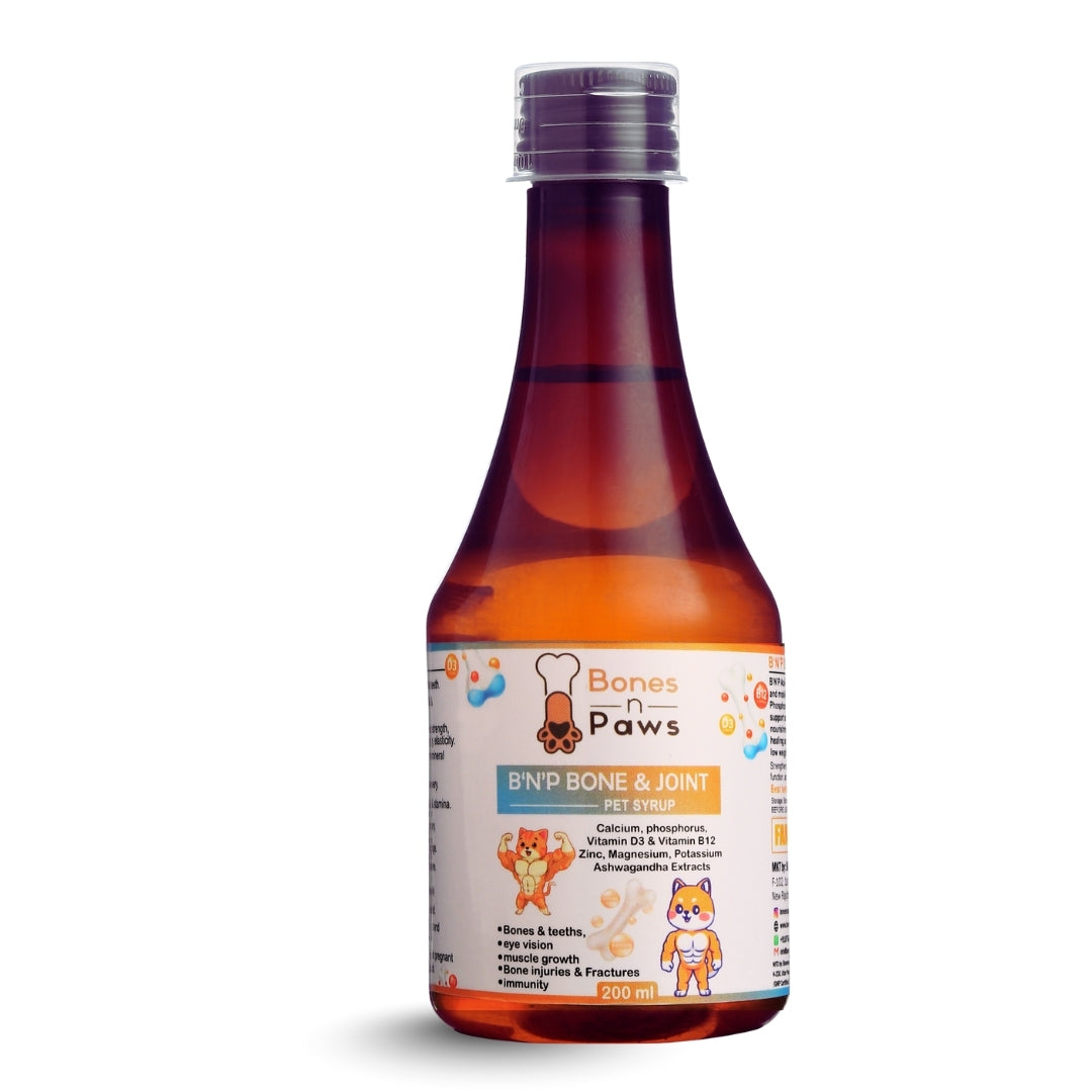Bones & Paws B’N’P Bone & Joint Pet Syrup for Dogs & Cats 200ml – Strong Bones, Joints, Teeth,muscle growth with Calcium, Phosphorus, Vitamin D3 & B12 |