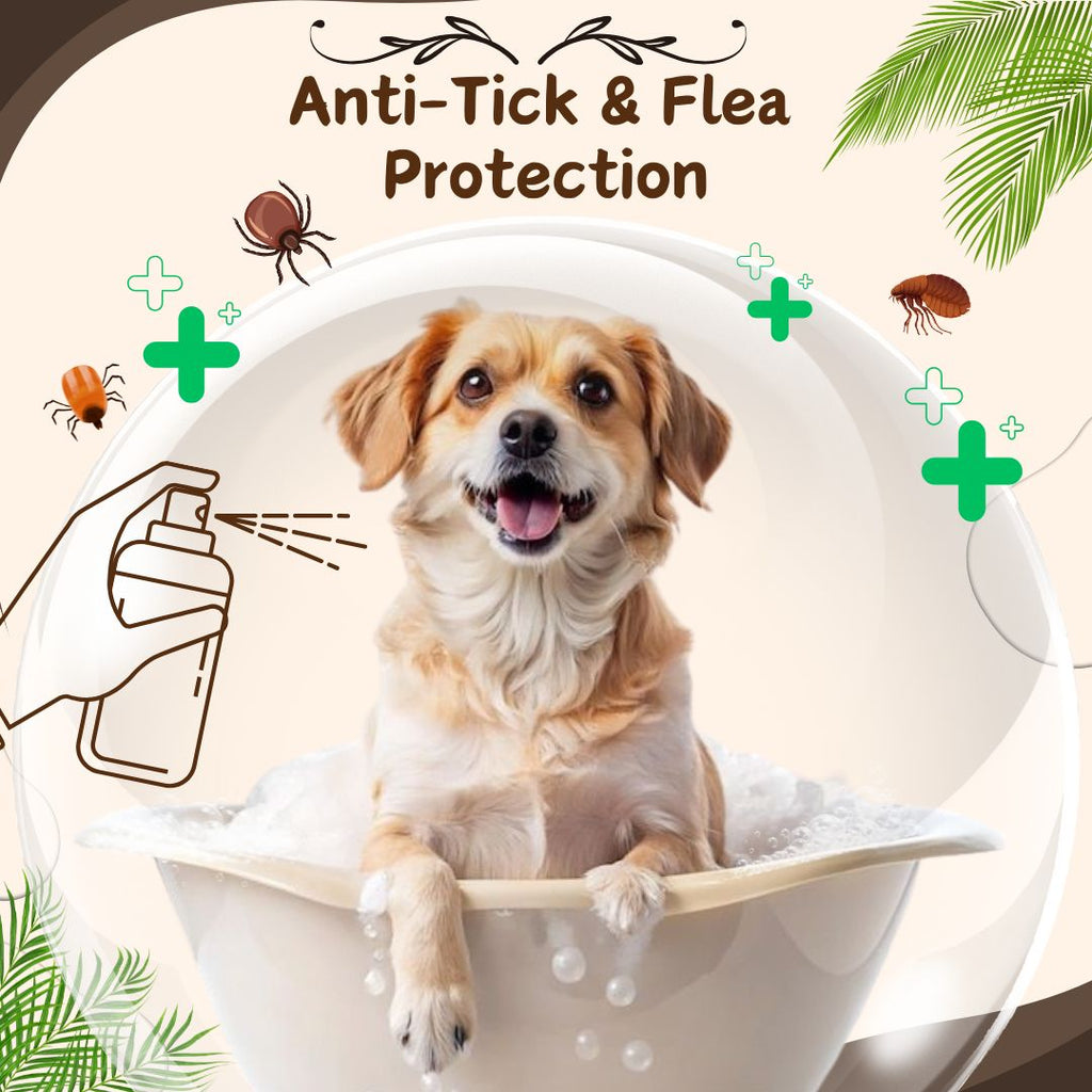 Bones N Paws Anti-Tick & Flea Dry Shampoo for Dogs, Cats , Pets 35ml | Waterless Vegan Spray | 9 Plant-Based Ingredients |  Puppy Safe Tick & Bug Repellent