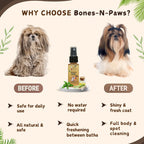 Bones N Paws Anti-Tick & Flea Dry Shampoo for Dogs, Cats , Pets 35ml | Waterless Vegan Spray | 9 Plant-Based Ingredients |  Puppy Safe Tick & Bug Repellent