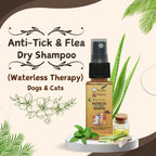 Bones N Paws Anti-Tick & Flea Dry Shampoo for Dogs, Cats , Pets 35ml | Waterless Vegan Spray | 9 Plant-Based Ingredients |  Puppy Safe Tick & Bug Repellent