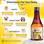 Bones & Paws B’N’P Derma Shine Skin & Coat Syrup for Dogs & Cats 200ml – Omega 3-6-9 with Fish Oil, Biotin & Zinc for Shiny Coat & Healthy Skin |