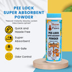 Bones N Paws Pee-Lock Super Absorbent Powder Liquid To Solid for Dogs & Cats Deodorizer 100 G| Instantly Solidifies Pee, Vomit & Waste Poop Puppy Safe | Odor Control with Lemon Essential Oil | Non-Toxic, Biocide-Infused Pet Cleaner |