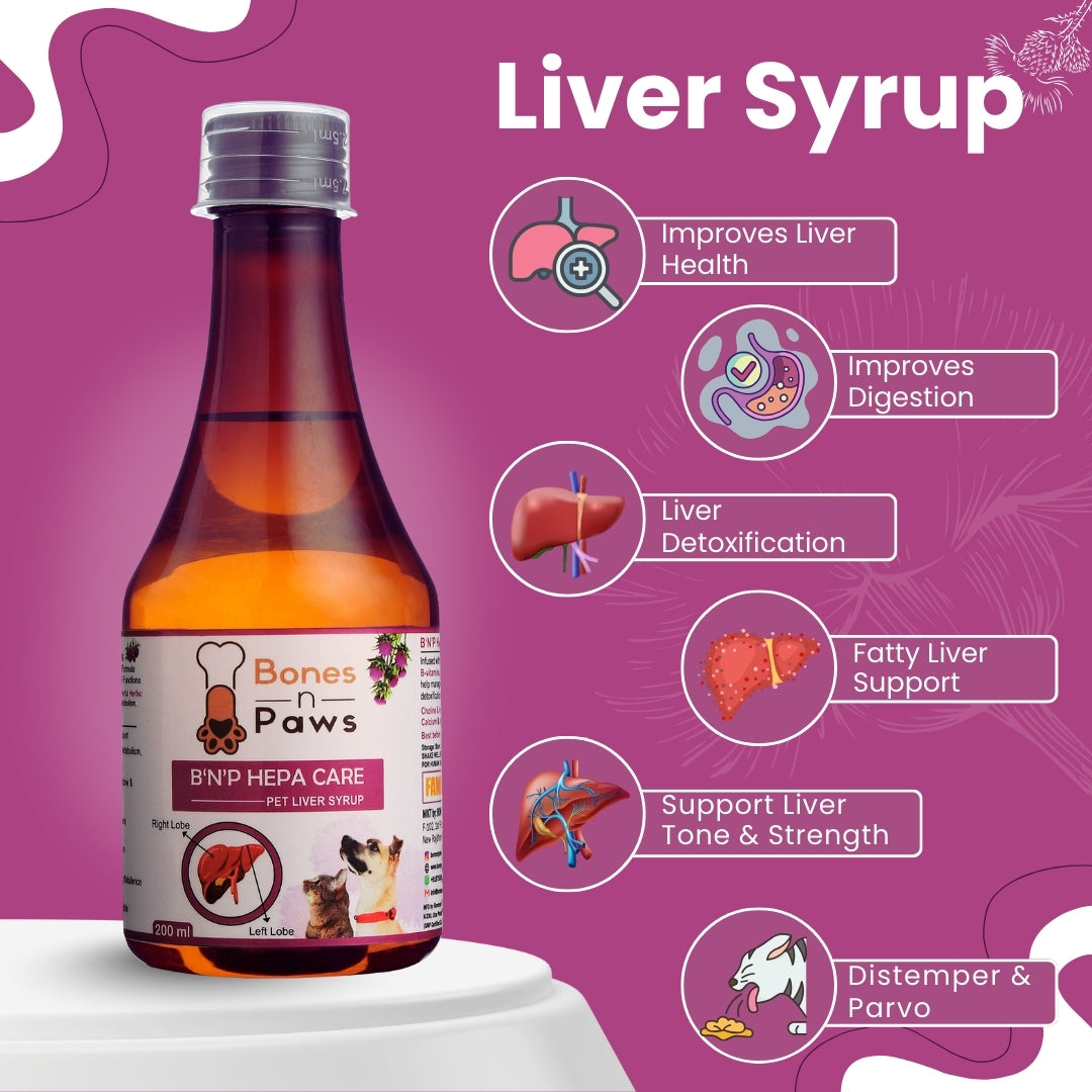 Bones & Paws B’N’P Hepa Care Liver Syrup for Dogs & Cats 200ml | Supports Liver Health, Detox & Fatty Liver | With Silymarin, Choline & B-Vitamins | Highly Palatable & Easy to Feed