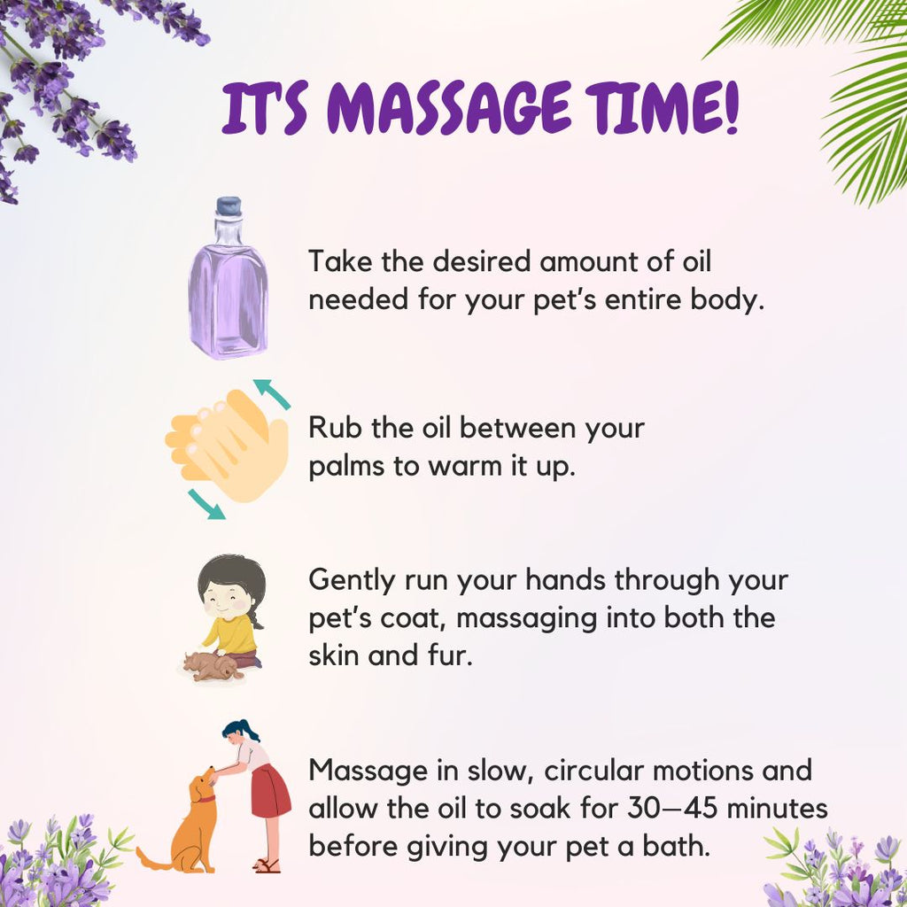 Bones N paws Calming Spa Massage Oil for Dogs & Cats 50ml | Pre-Bath Aromatherapy with Lavender & Cold-Pressed Coconut | Stress Relief, Itching, Shedding, Joint Comfort | Natural Pet Spa Oil