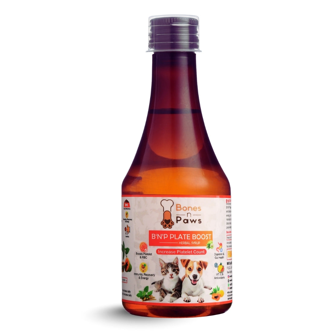 Bones & Paws B’N’P Plate Boost Herbal Syrup for Dogs & Cats 200ml | Supports Platelet & RBC Levels | Papaya Leaf, Giloy & Ashwagandha | Highly Palatable & Easy to Feed | Immunity & Recovery
