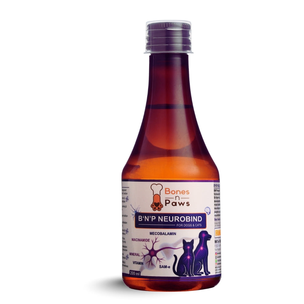 Bones & Paws B’N’P Neurobind Syrup for Dogs & Cats (200 ml) | Methylcobalamin, SAM-e, Niacinamide, Omega-3 & B Vitamins | Brain, Nerve & Cognitive Support