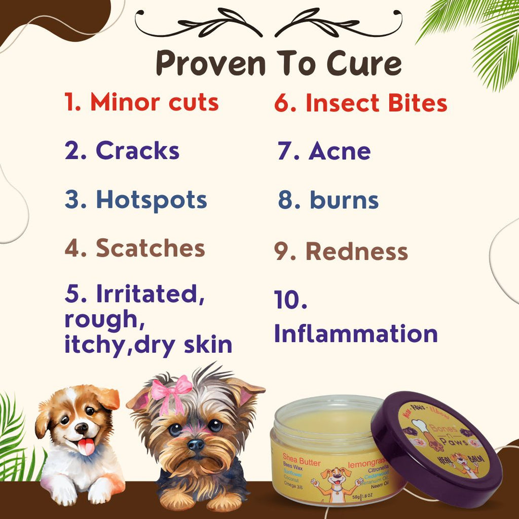 Bones N Paws Heal Balm ,Nose, Paws & Elbow Cream for Dogs & Cats 50g | Relieves Cuts, Cracks, Dry & Itchy Skin ,Inflamation, Redness | Shea Butter, Coconut, Neem & Essential Oils  Puppy Safe |