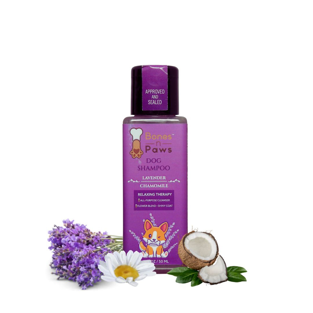 Bones N Paws 5-in-1 All Purpose Conditioning Dog Shampoo 50ml | Deodrise, Detangle,Cleanse, Moisturize, Shiny Coat Puppy Safe | Anti-Fungal, Antibacteria, Antidandruff & pH Balance Lavender Chamomile | All Breed