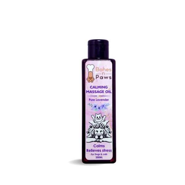 Bones ‘N’ Paws Calming Spa Massage Oil for Dogs & Cats | Pre-Bath Aromatherapy with Lavender & Cold-Pressed Coconut | Stress Relief, Itching, Shedding, Joint Comfort | Natural Pet Spa Oil | 200ml