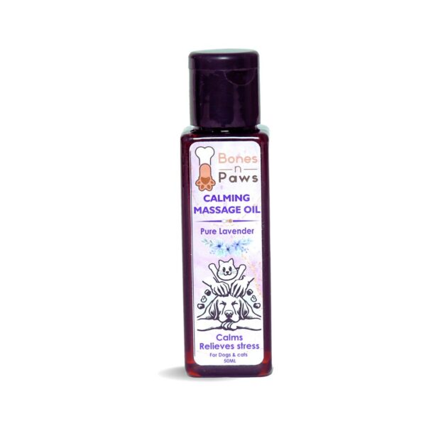 Bones ‘N’ Paws Calming Spa Massage Oil for Dogs & Cats | Pre-Bath Aromatherapy with Lavender & Cold-Pressed Coconut | Stress Relief, Itching, Shedding, Joint Comfort | Natural Pet Spa Oil | 50ml